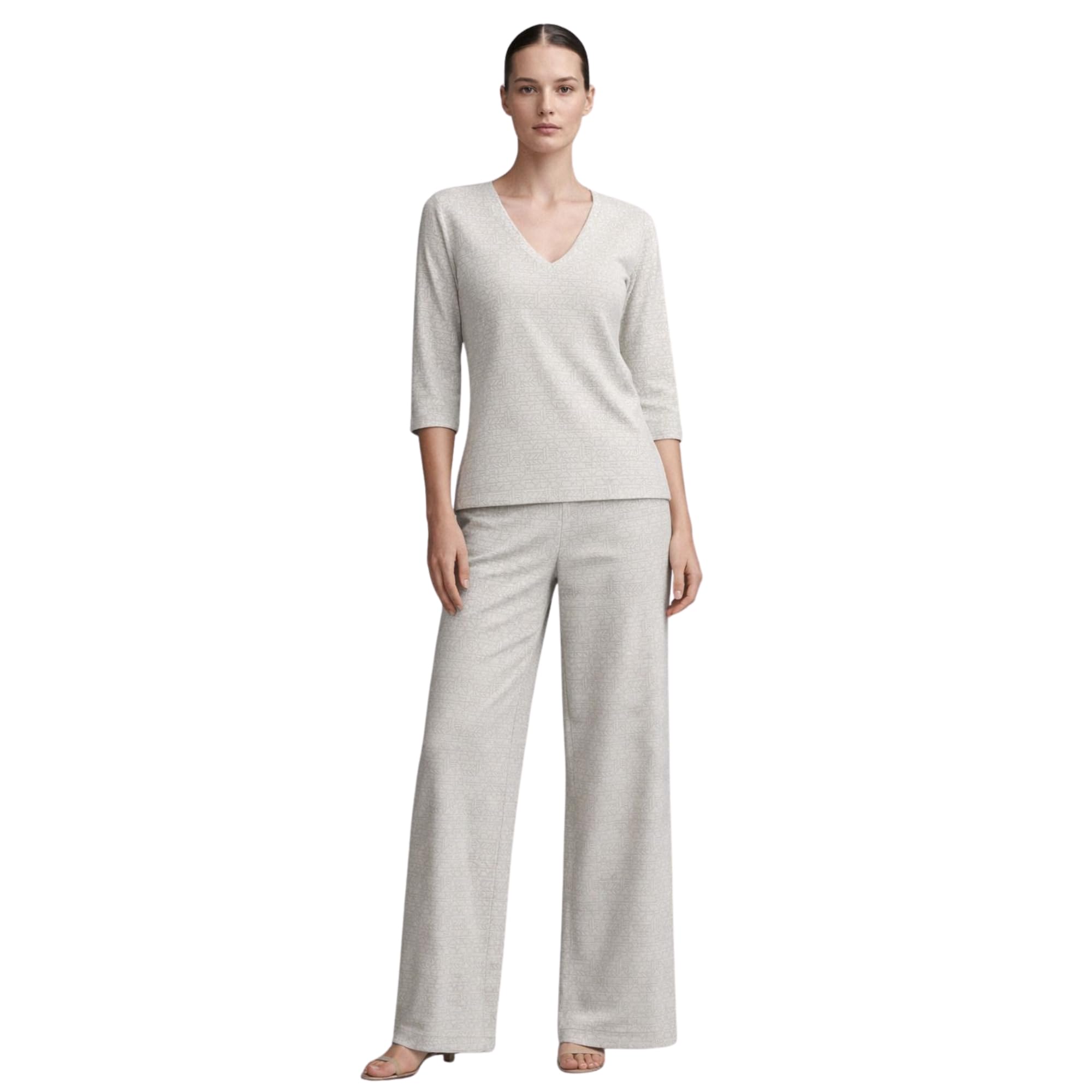 Women T-Shirt & Pant Co-ords Set Cream Vanilla Luxe Ribbed Size L-image-34