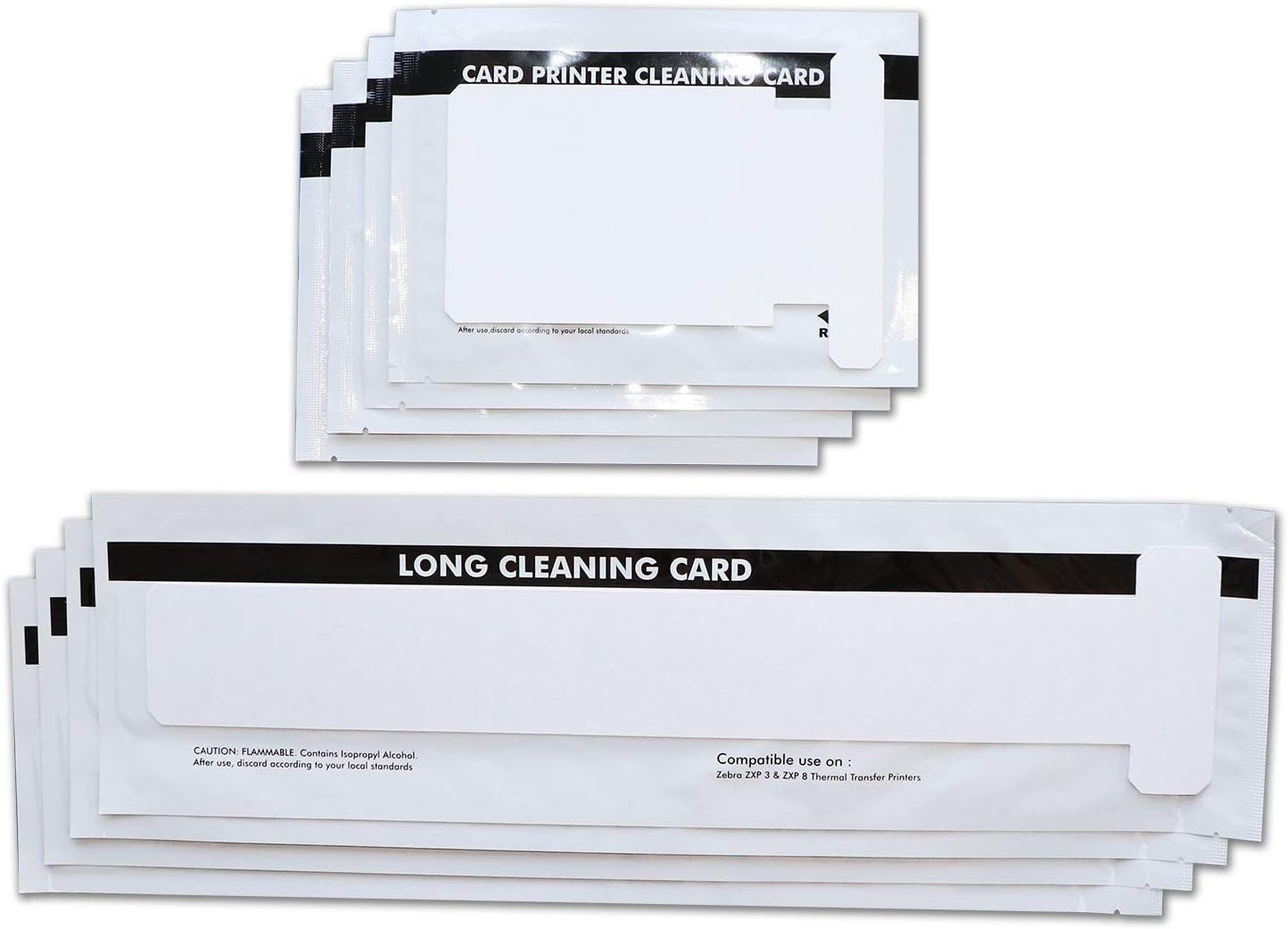 Cleaning Kits for ZXP Series 1 and ZXP Series 3 ID Card Printer Repair,Pack of 4 Short T Cards and 4 Long T Cards CK-105999-301