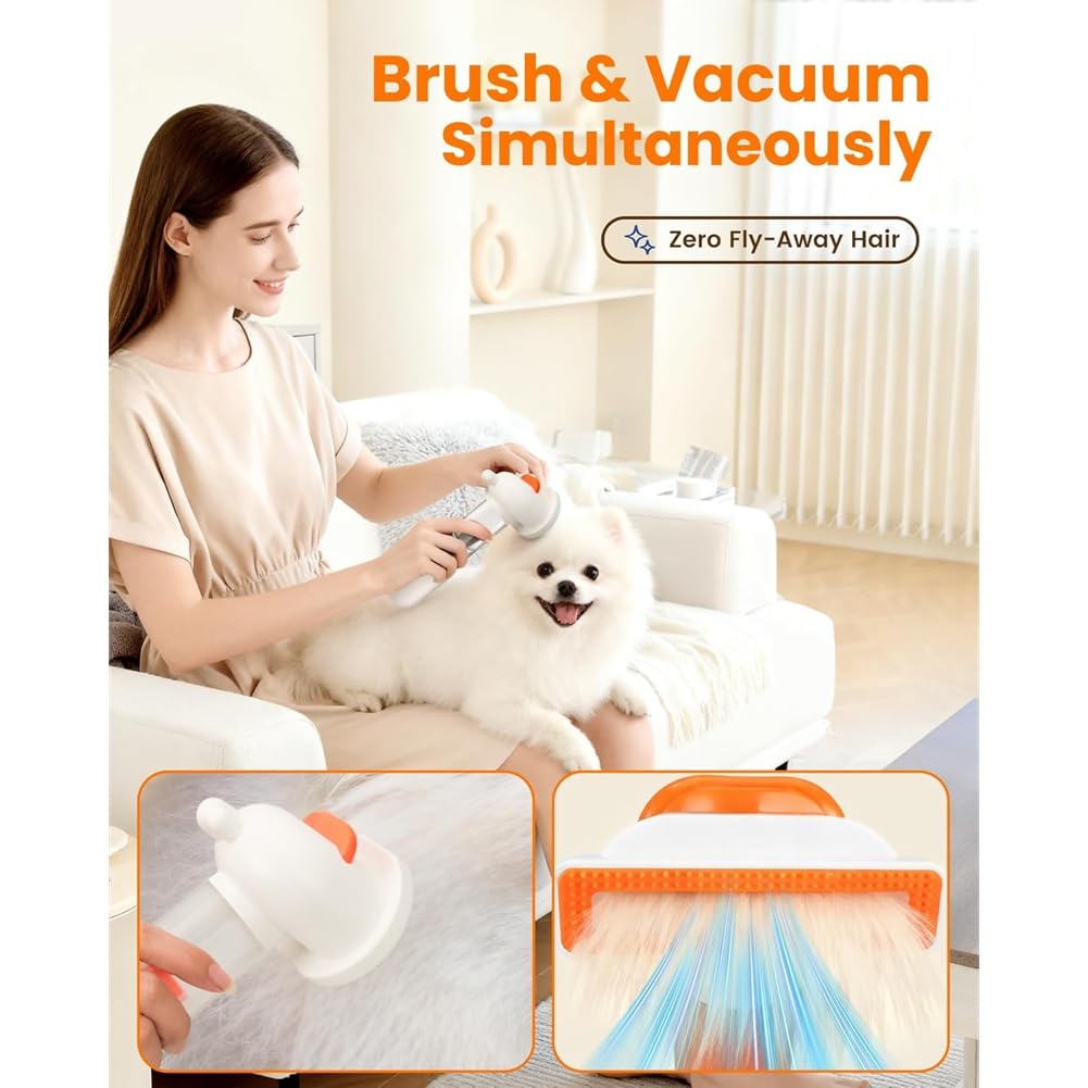 pour Chiens & Râteau sous-Poil pour Chiens, pour la Mue, Brosse Auto-Nettoyante, Brosse Aspirante pour Chiens, Outil de Toilettage pour Le Dépoilage.
