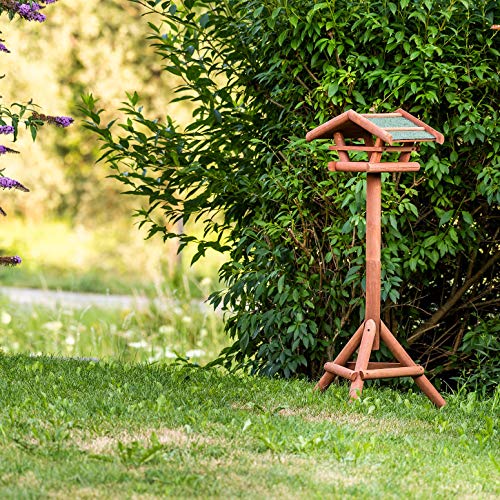 Vogelhaus aus Holz inkl. Ständer ca. 42x23x30cm | Vogelhäuschen für Vogelfutter – Futterhaus/Vogelfutterstation – Schutz gegen Schnee & Regen | Futterstation, Futterstelle, Vogelfutterhaus - 7