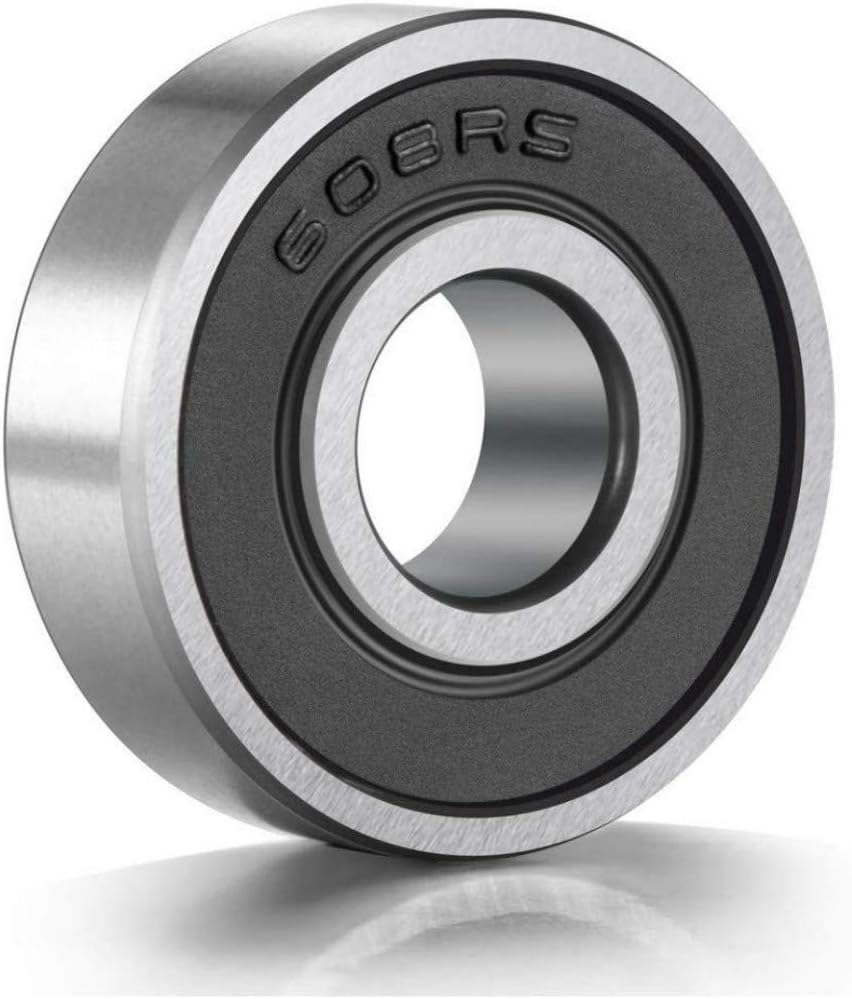 10 Pack 608-RS Ball Bearing - Double Rubber Sealed Shielded Miniature Deep Groove 608rs Bearings for Skateboards, Inline Skates, Scooters, Roller Blade Skates, Long Boards (8mm x 22mm x 7mm)