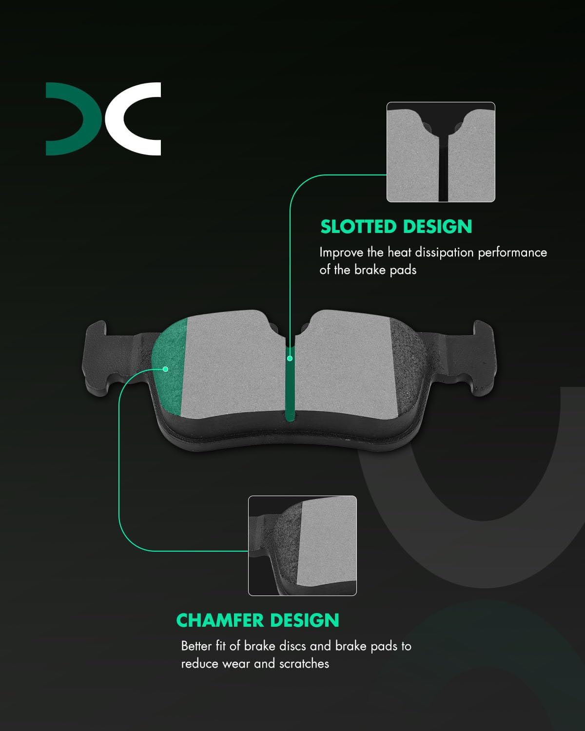 SCITOO D1892 D1762 Front Ceramic Rear Semi-Metal Brake Pads Set w/Hardware Fit For BMW For 228i Gran Coupe For 228i xDrive Gran Coupe For X1 For X2,For Mini For Cooper Clubman For Cooper Countryman