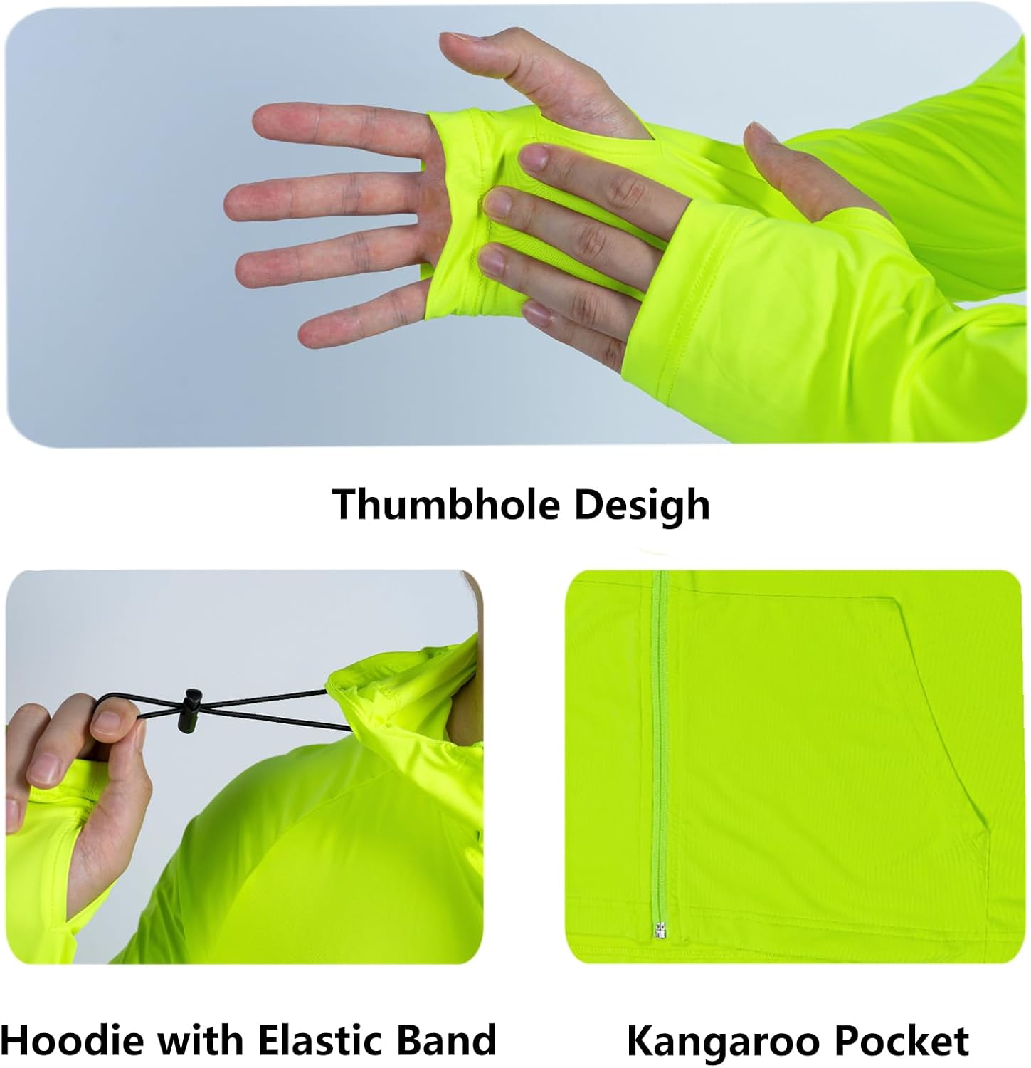 FONIRRA Men’s Quick Dry Hi Vis Shirts,UPF50+ Sun Protection Safety Shirts,Full Zip Safety Hoodie Breathable and 4-Way Stretch