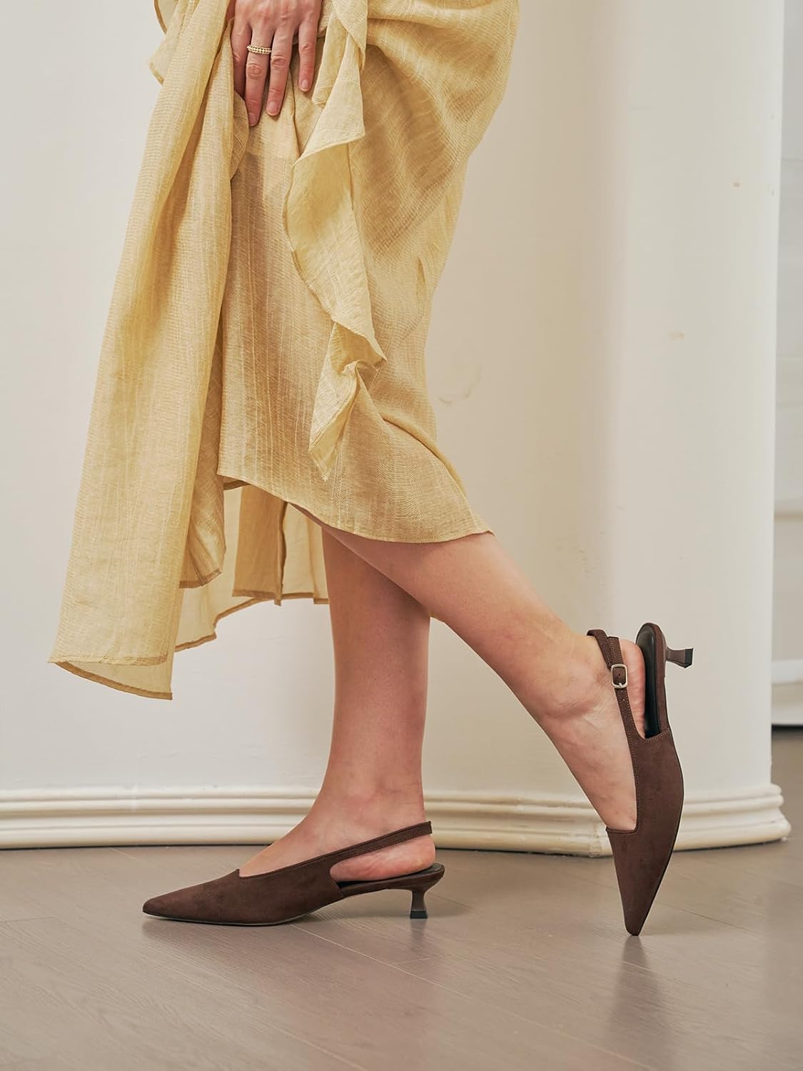 Mostrin Kitten Heels for Women Pointed Closed Toe Heels Low Pumps Shoes for Party Work Office - Image 2