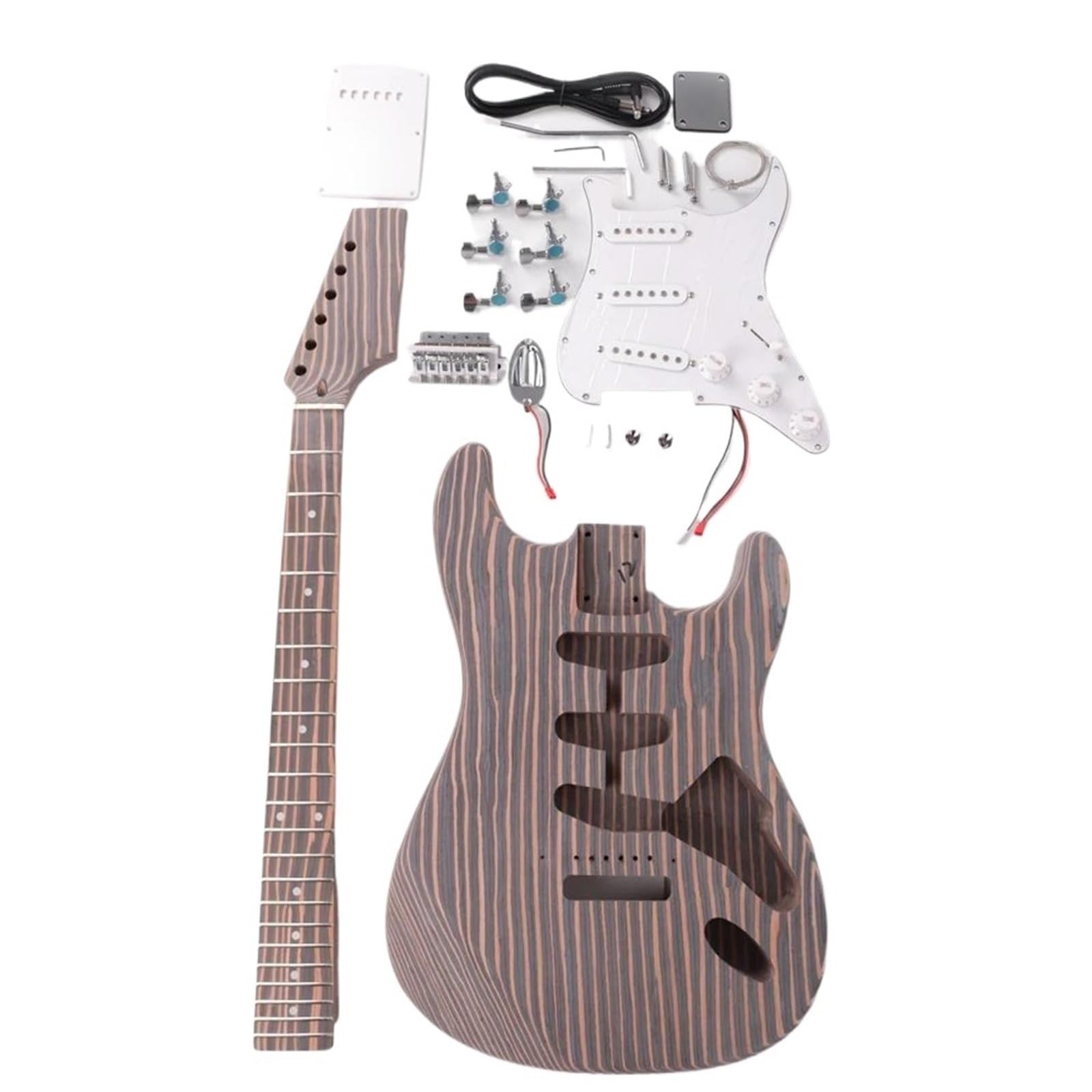Unfinished Guitar Body Diy 6 Strings Electric Guitar Kits Zebrawood Body And Neck With All Hardware