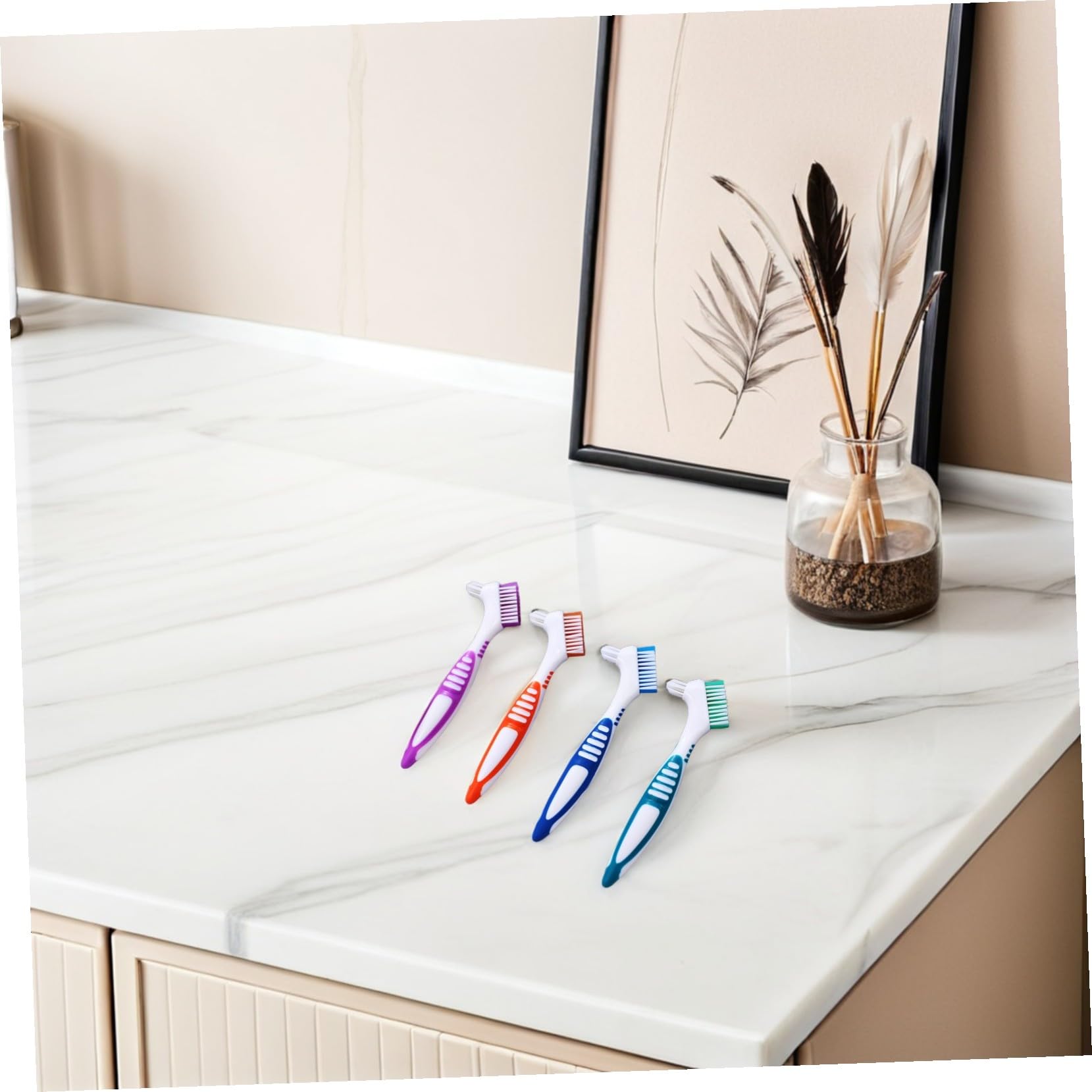 Abaodam 12pezzi Spazzola Doppia Per Protesi Dentarie Mobili Strumento Di Pulizia Per Dentiere Finte Per Uso Domestico Viaggio Setole Fini Per Delicata