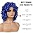 andromeda Blue Curly Wigs for Black Women Soft Short Big Curly Wig with Bangs Afro Kinky Curls Heat Resistant Synthetic Wigs for African American Women (Blue)