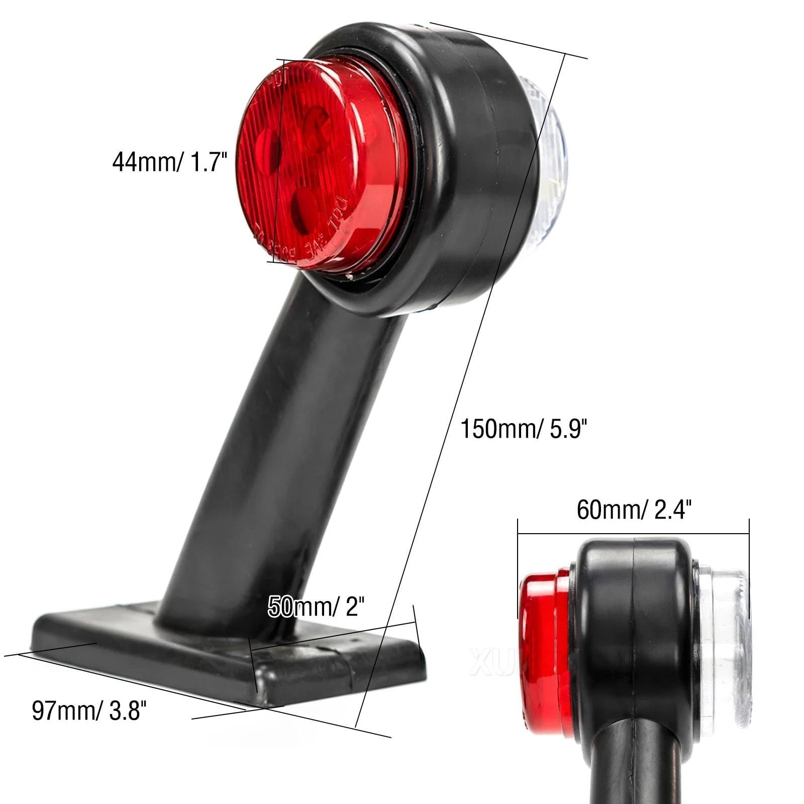 Para Camión Para Remolque Furgoneta 2X Codo Posición Lateral Goma Blanco Rojo Lámpara Indicadora Liquidación Caravanas Varios