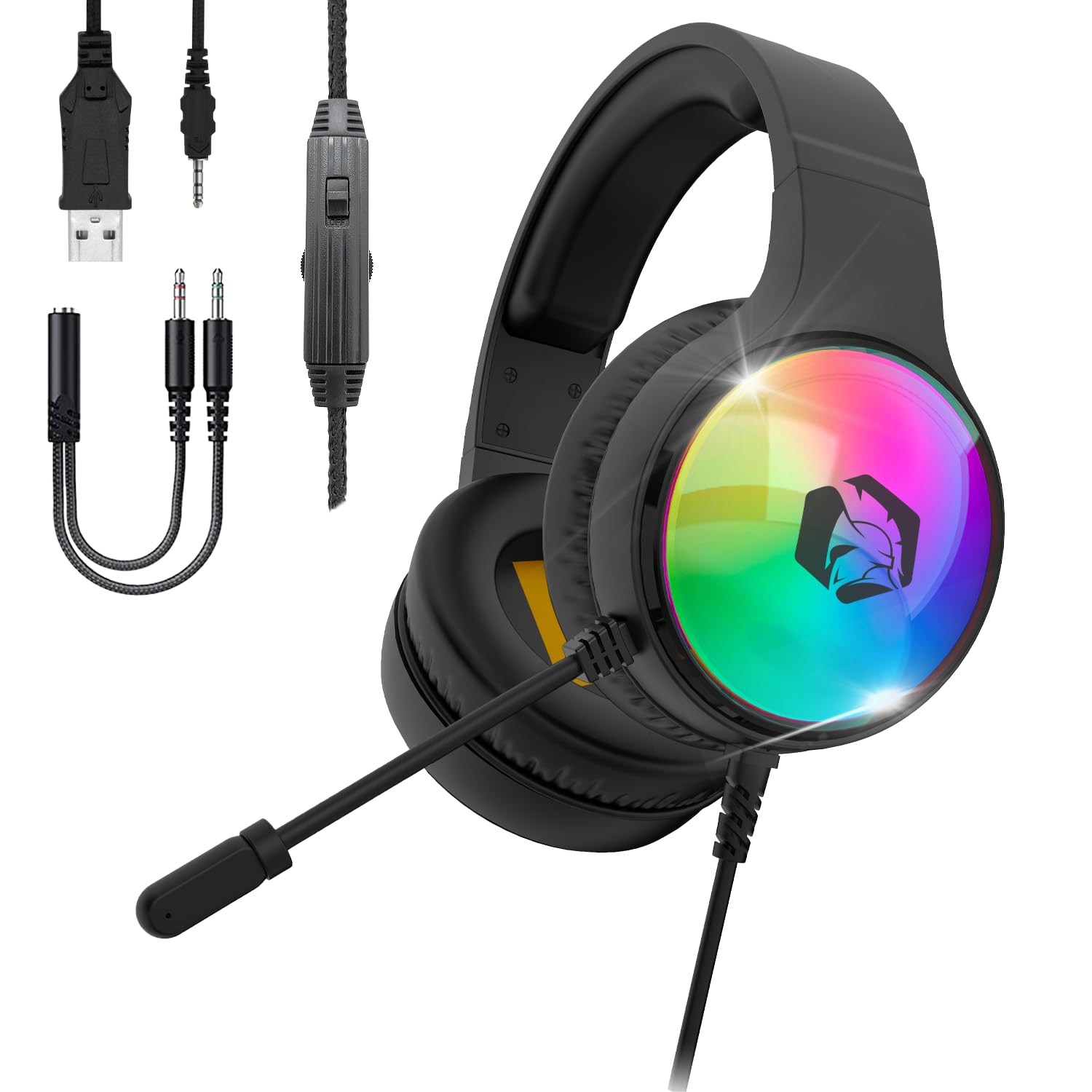 EMPIRE GAMING – 2024 Nowość - Icarus S16 Zestaw Słuchawkowy do Gier RGB - dla PS5, PS4, Xbox One/Series, PC, Mac, Smartfony, Tablety - Pilot - Dźwięk Stereo High Definition - Elastyczny mikrofon