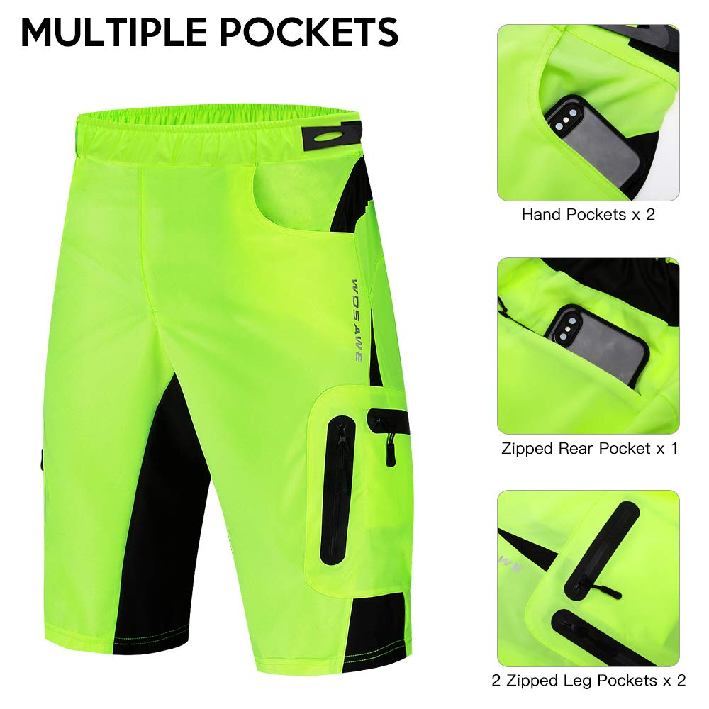 Lixada 2 en1 Pantalones Cortos de Ciclismo para Hombre con Relleno 3D Pantalones Cortos Holgados de Bicicleta de MTB Transpirables de Secado Rápido