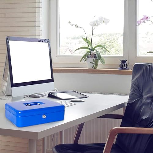 Miniatura 7 de Jssmst - Caja de efectivo de metal grande con bandeja de dinero,Caja de bloqueo