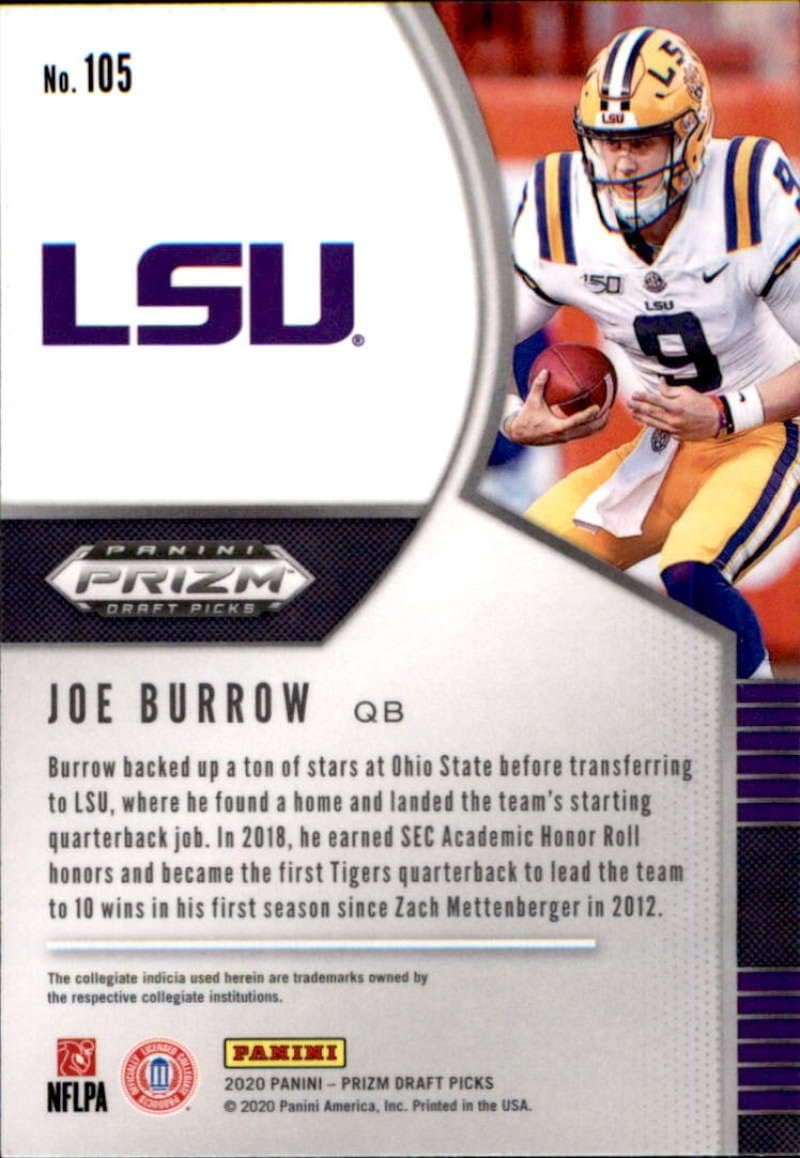 2020 Panini Prizm Draft Picks #105 Joe Burrow LSU Tigers Football Card
