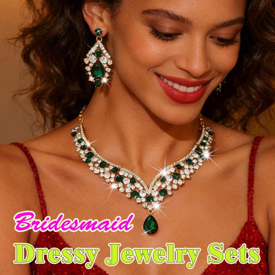 JAKAWIN Bridal Wedding Jewelry Set Prom Rhinestone Necklace Earring Set for Women - Image 7