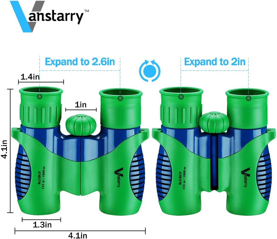 Vanstarry Kids Binoculars 8x21 - Shock Proof Compact Binoculars Toy for Boys and Girls with High-Resolution Real Optics - Bird Watching, Travel, Safari, Adventure, Outdoor Fun