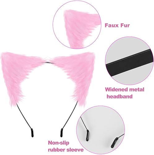 Miniatura 3 de HONGTEYA Cat Wolf Fox Dog Ears Headband Handmade Halloween Costume Cosplay Animal Furry Ears Goth Accessories for Women