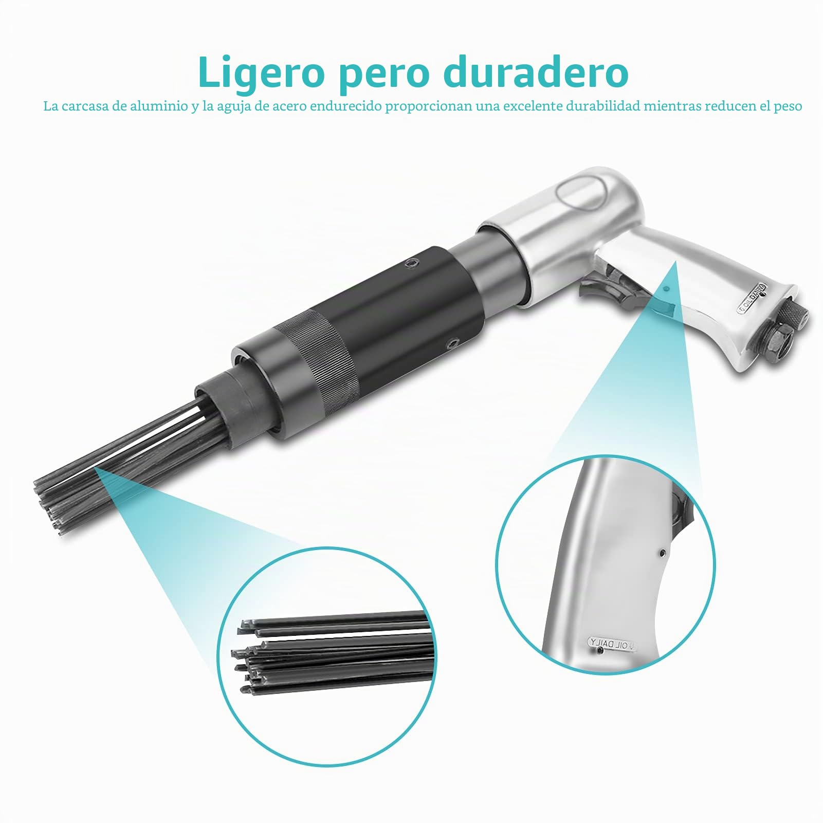 Pistola de agujas, 3000 rpm, pistola de agujas de acero al carbono, 1/4 pulg. 10 CFM pistola de agujas de aire comprimido, 35 cm