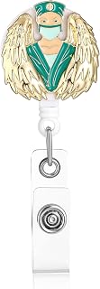 Angel Nurse Badge Reel Retractable RN ID Badge Holder Enamel Nursing Badge Reel for Nurses Doctors Medical Student