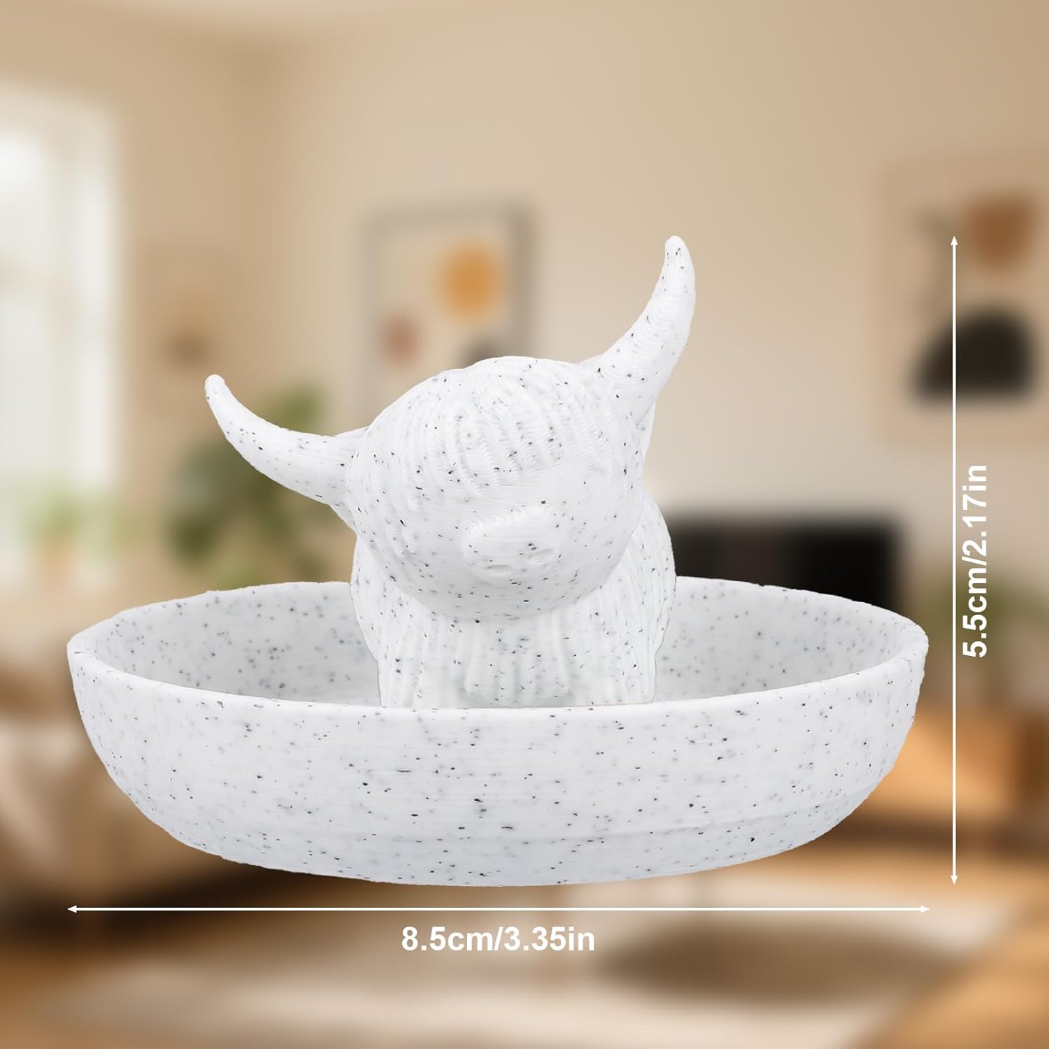 Highland Cow Ring Holder with Dish, Bohemian Jewelry Organizer Plate Trinket Ring Tray for Women Cute Farmhouse Home Decoration for Bathroom Office Desk Vanity Ideal Gift - Image 2