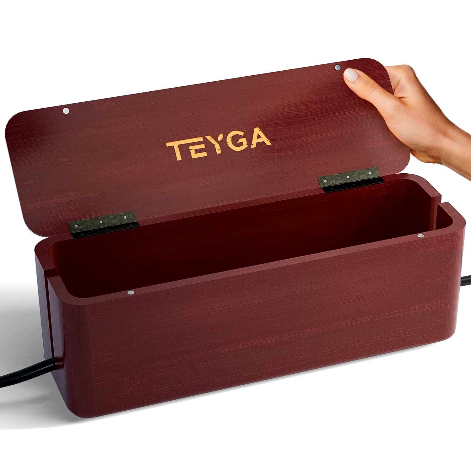 Schreibtisch Deko Relaxdays Kabelbox Bambus, Multi Ladestation Holz, Kabelmanagement Schreibtisch, H X B X T: 16,5 X 25,5 X 14 Cm, Natur Ladebox Mehrere Geräte