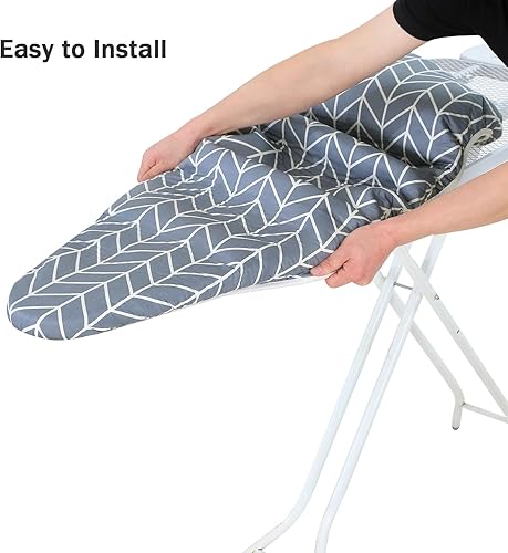 Miniatura 5 de Funda para tabla de planchar y almohadilla de tamaño estándar 15 x 54, 3 pares de correas de cierre de velcro, bordes elásticos, cubierta de algodón