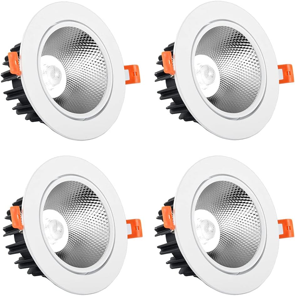 4 Pack LED Recessed Lighting Shop Lamp Holder Multi-Directional Arbitrary Adjustment Downlight Exhibition Hall Low Energy Consumption Canister Lights Background Wall Recess Lights ( Color : Warm Light