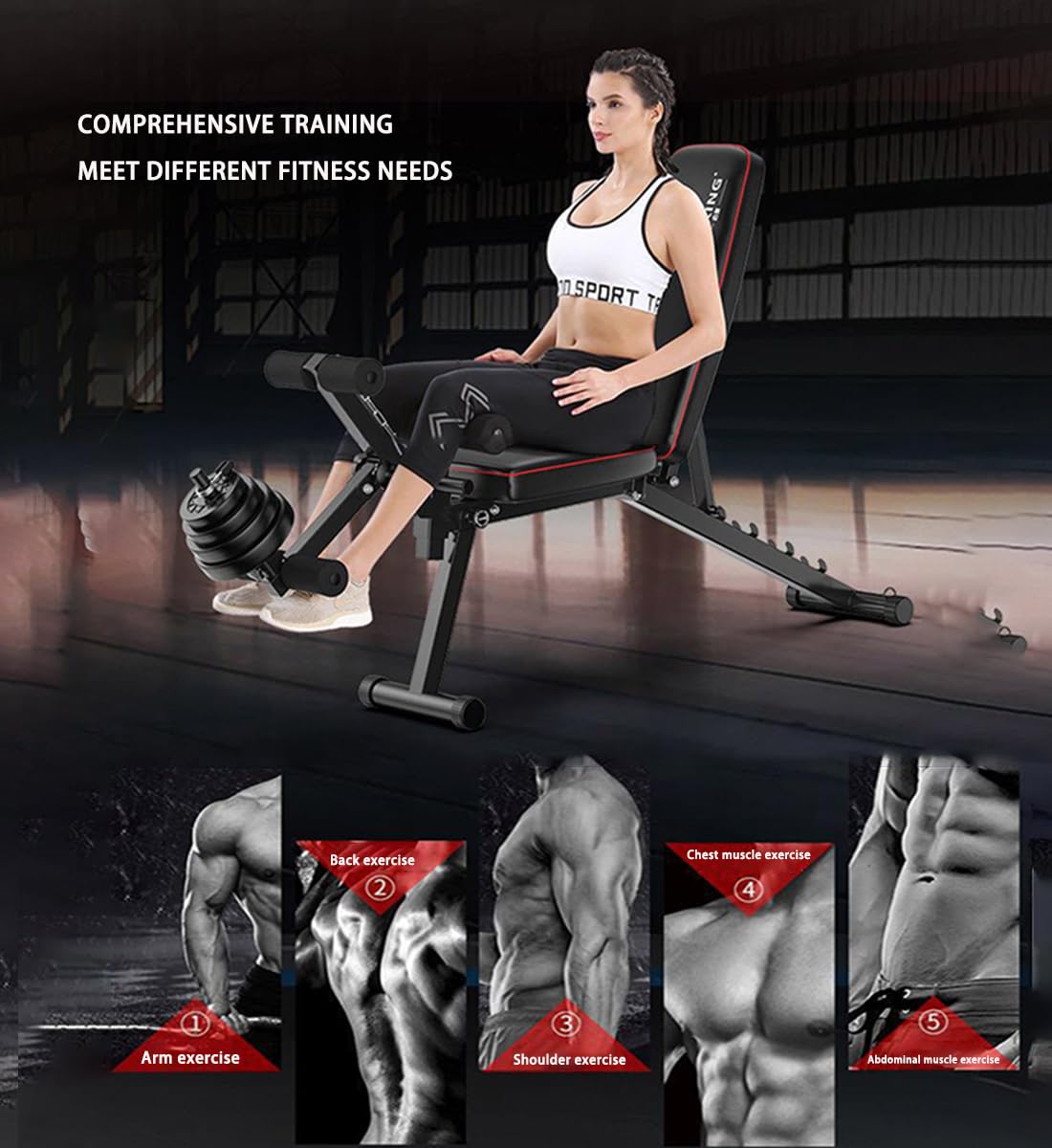 Banco Musculación Plegable，Banco Musculación Multifuncional-con Función De Extensión Y Flexión De Piernas，para Musculacion En Casa/Press Banca，Capacidad De 200 Kg