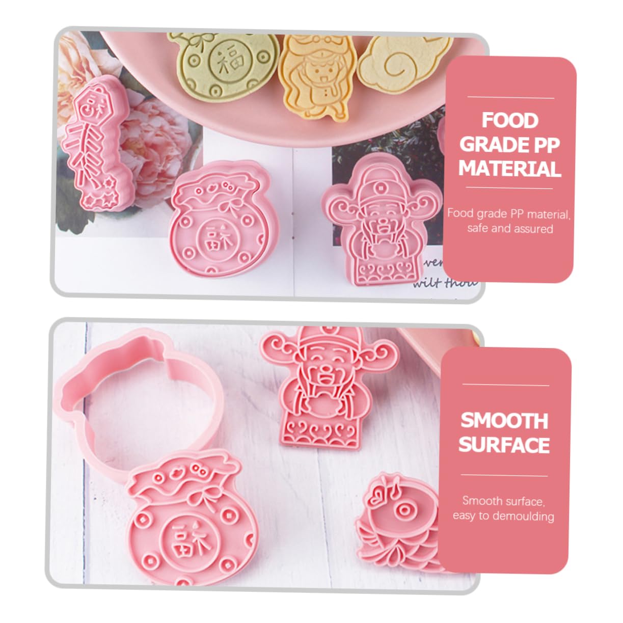 PRETYZOOM 40 Stk Keksform Keksstempel Zum Backen Keks-pressstempel Cookie-stempel Geprägte Keksausstecher Backzubehör Für Kekse Wiederverwendbare Backformen Kuchenbackzubehör Plastik Rosa