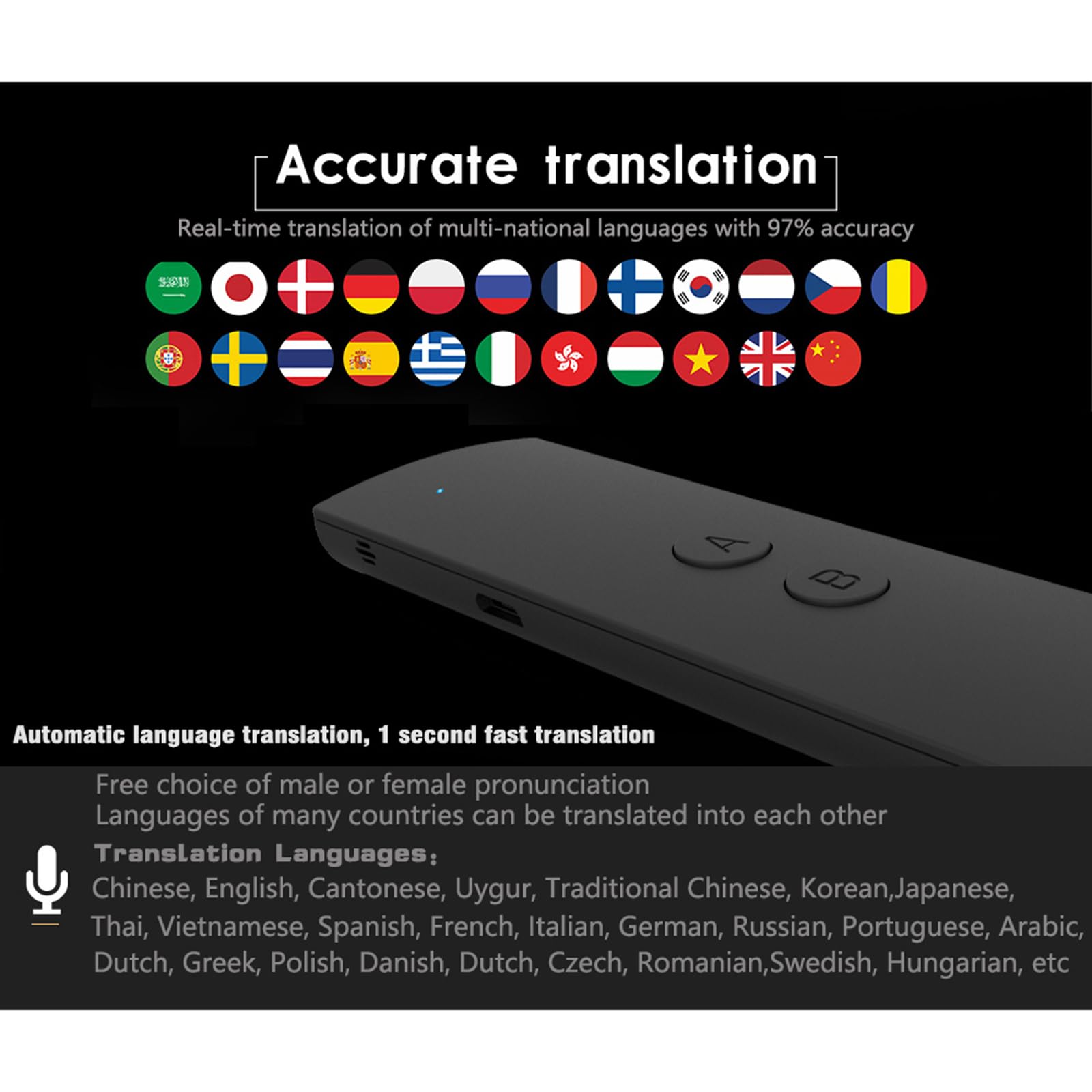 Traducteur Portable Bidirectionnel 68 Langues - Traduction Vocale Instantanée Et Photo