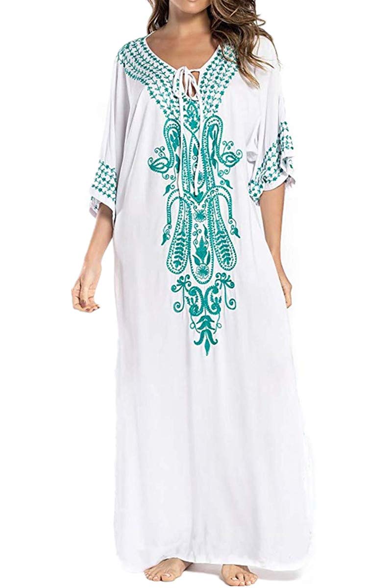 LikeJump Vestido de Playa Kaftan Kimonos Pareos Bohemia Bikini Cover Ups para Mujer