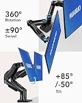 HUANUO Support Double Moniteur pour 13 à 32 Pouces, Support de Moniteur Double Design, Entièrement Réglable avec Inclinaison, Rotation, VESA 75/100, 19.8lbs par bras