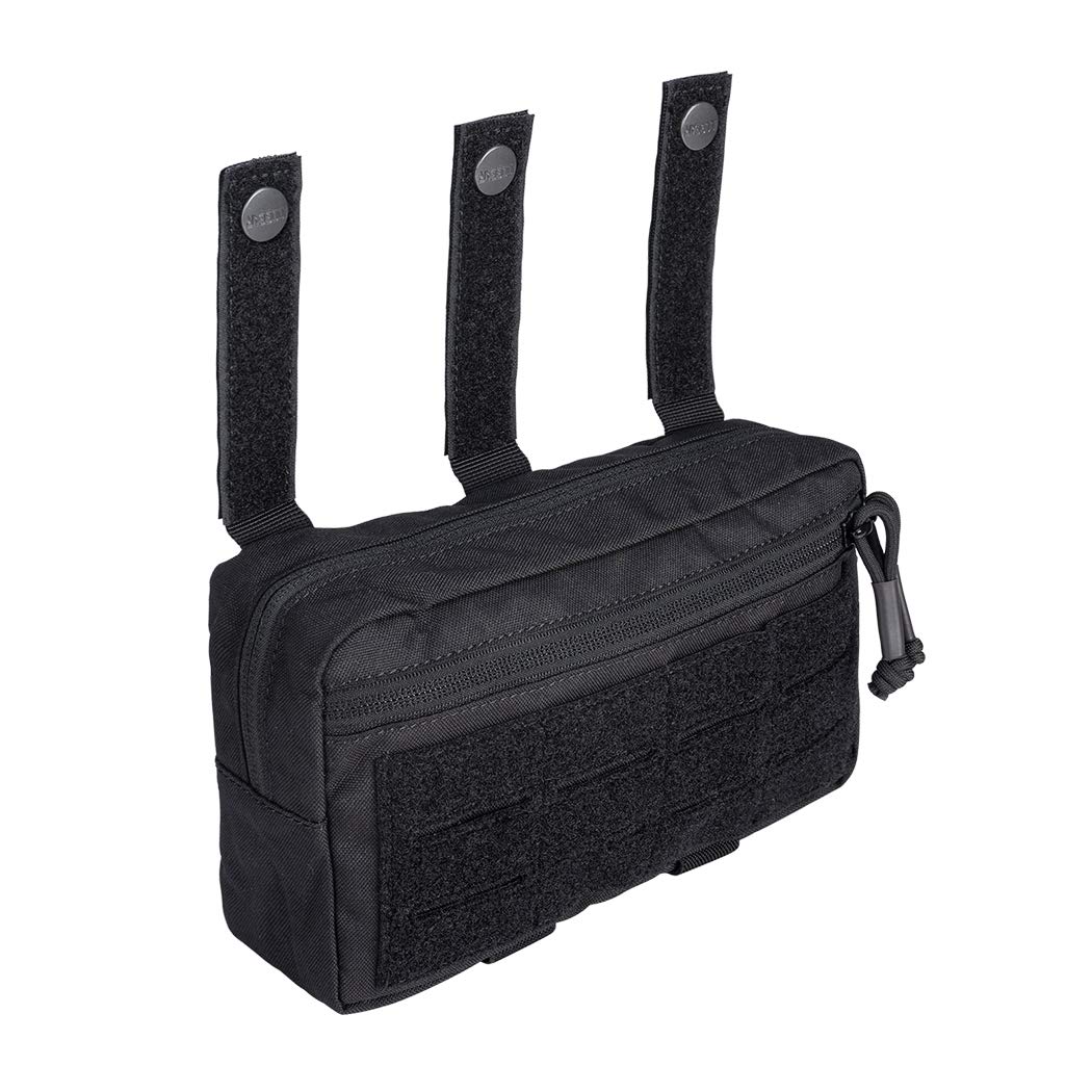 IDOGEAR Tactical Dump Drop Pouch Molle Sub Abdominal Carrying Kit Bag Tactical Pouches with Hook and Loop Panel for Vest 500D Nylon Dual-Purpose (Black)