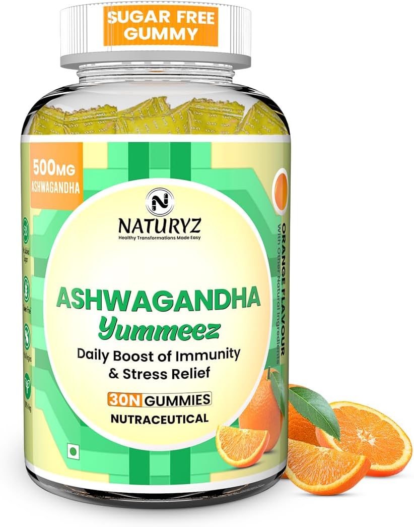 Clinically Researched KSM 66 Ashwagandha 500mg Gummies with Vitamin D3 | Strength, Energy, Immunity, Power & Stamina | Relax, Refresh Mind & Body | No Added Sugar | Gluten-Free, 30 Gummies(Orange Flavour)