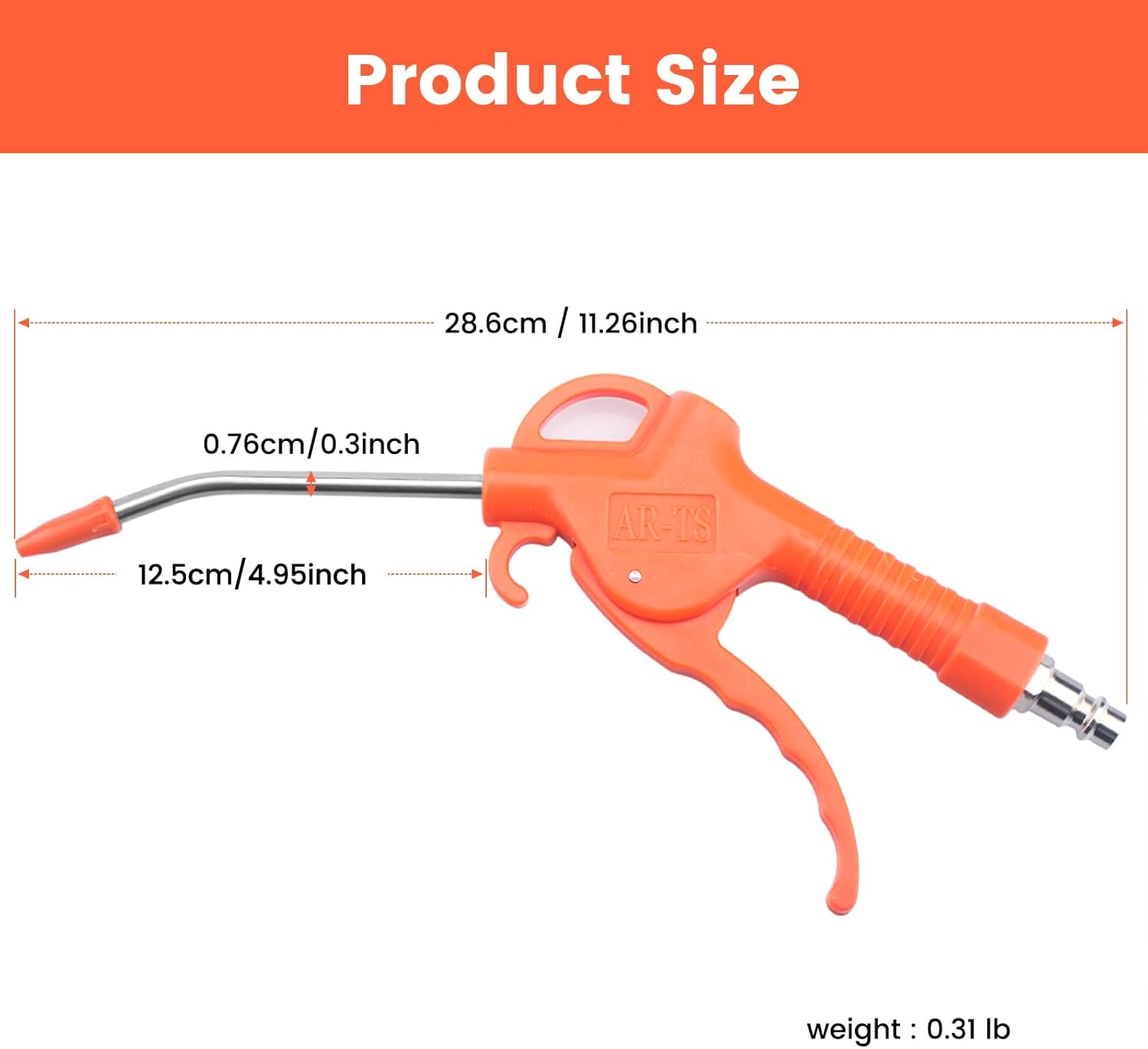 Air Blow Gun Angled Bent Nozzle Pistol Grip (Orange)
