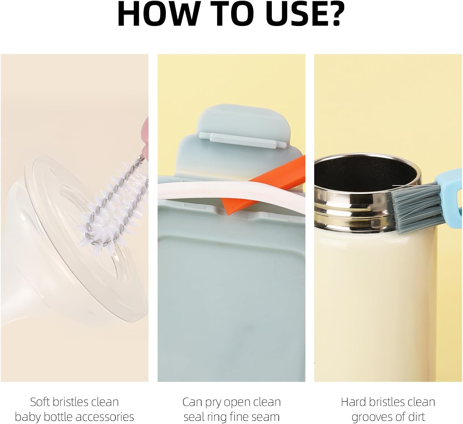 9 Pcs 3 in 1 Cup Lid Cleaning Brush, Multifunctional Bottle Cleaning Brush, Cup Lid Gap Cleaner for Home Kitchen