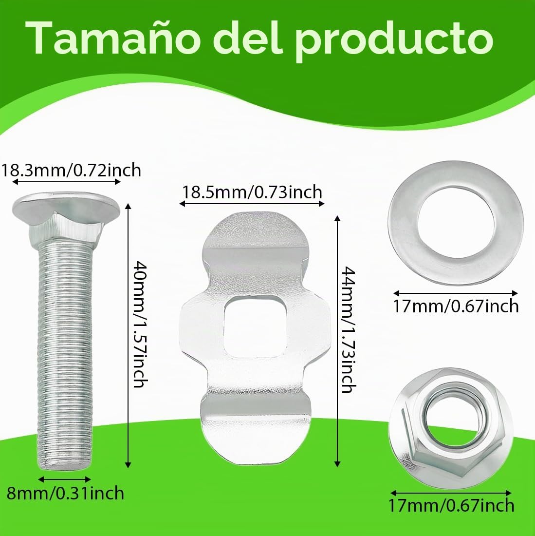 M8 Accesorios de Rosca para Carril de Aerolíneas, Accesorios de Rosca M8 x 40MM, para Carril de Aerolíneas, Coche, Moto, Amarre, Instalación, DIY, Acero Inoxidable(5 Piezas