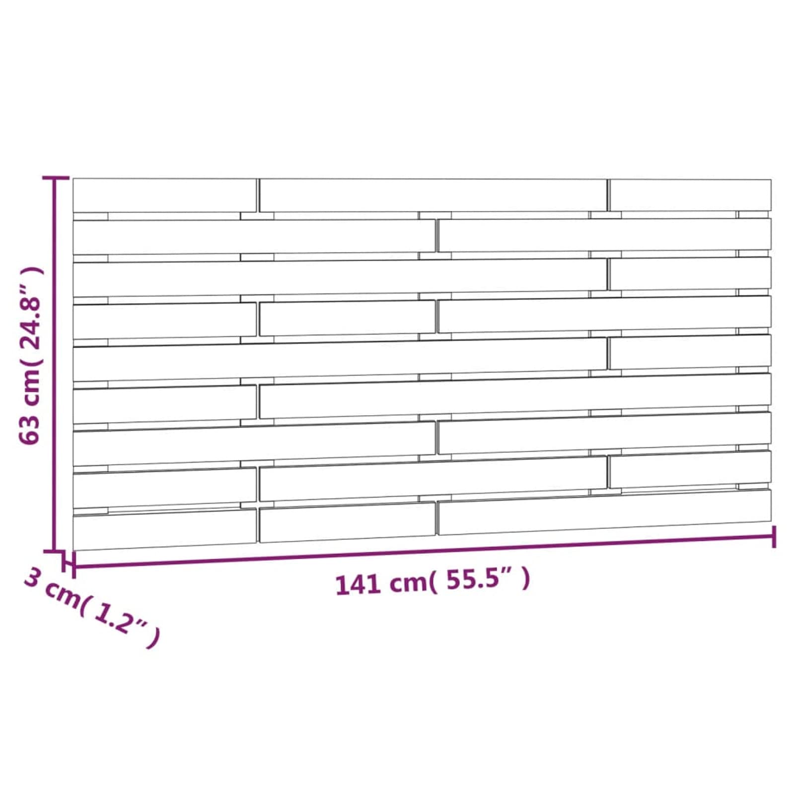 824758 Testiera da Parete 141x3x63 cm in Legno Massello di Pino Testata in Legno,Testata Letto Matrimoniale Muebles Dormitorio Spalliera Letto Testiere per Letto Matrimoniale
