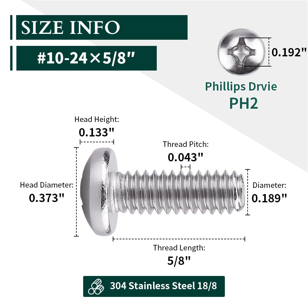 924962-1 Machine Screw: 5/16"-18 Thread Size, 1 In Lg, 18-8 Stainless Steel, Plain, Pan, Slotted, Inch, 25 PK | Imperial Supplies - Foto 6