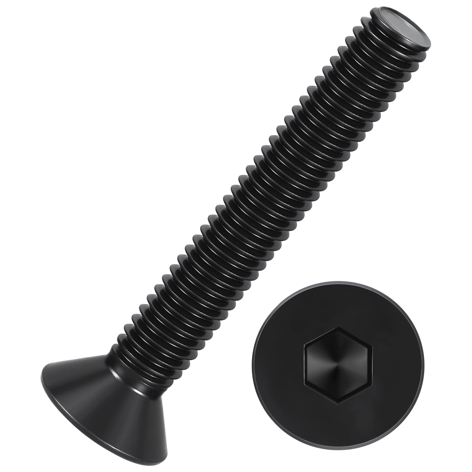 Kozelo 10Pcs Flat Head Socket Cap Screws - [3/8"-16 x 2-1/2" ], Carbon Steel Countersunk Bolts, Black, for Automotive, Furniture Repair, Industrial Equipment & Temporary Fixes