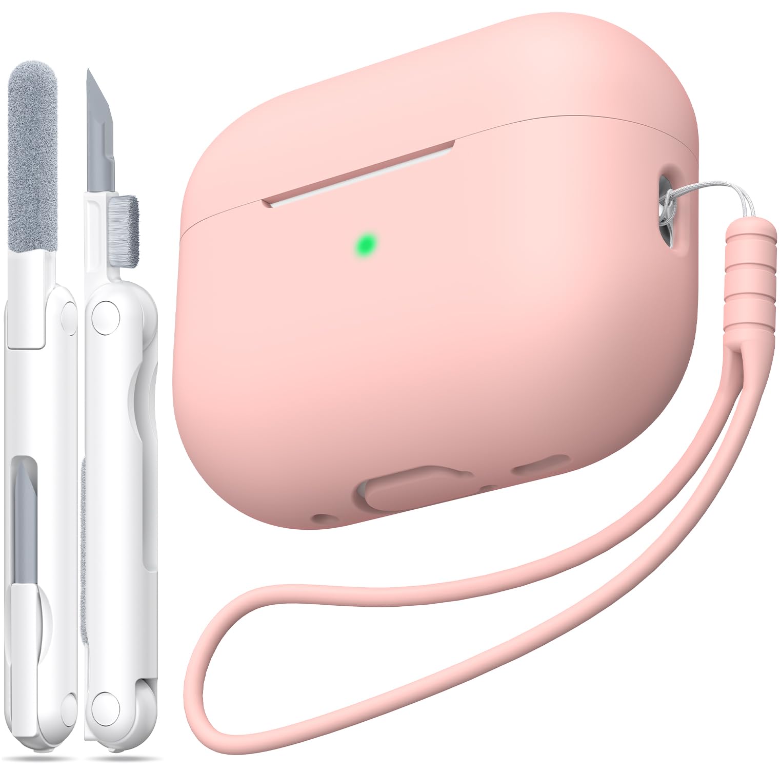 MHYALUDO Funda para AirPods Pro de 2ª generación, Funda para AirPods Pro de Silicona Suave anticaída de Grado Militar Que Absorbe los Golpes, Tacto de Piel con Llavero y Kit de Limpieza,Negro — view 36