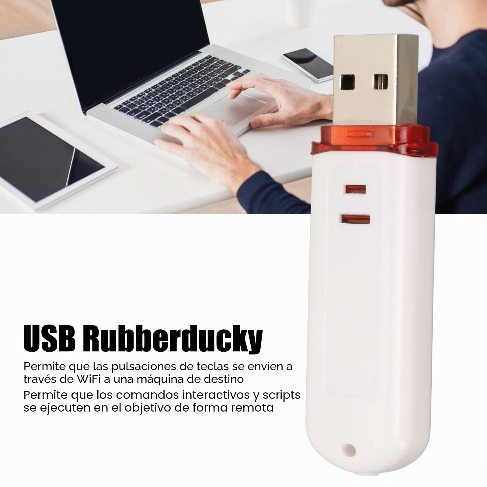 Zunate Inyector WiFi HID, con Conector USB, Compatible con Transmisión de Datos Rápida, Plug and Play, USB Rubberducky para Script de Comandos de PC