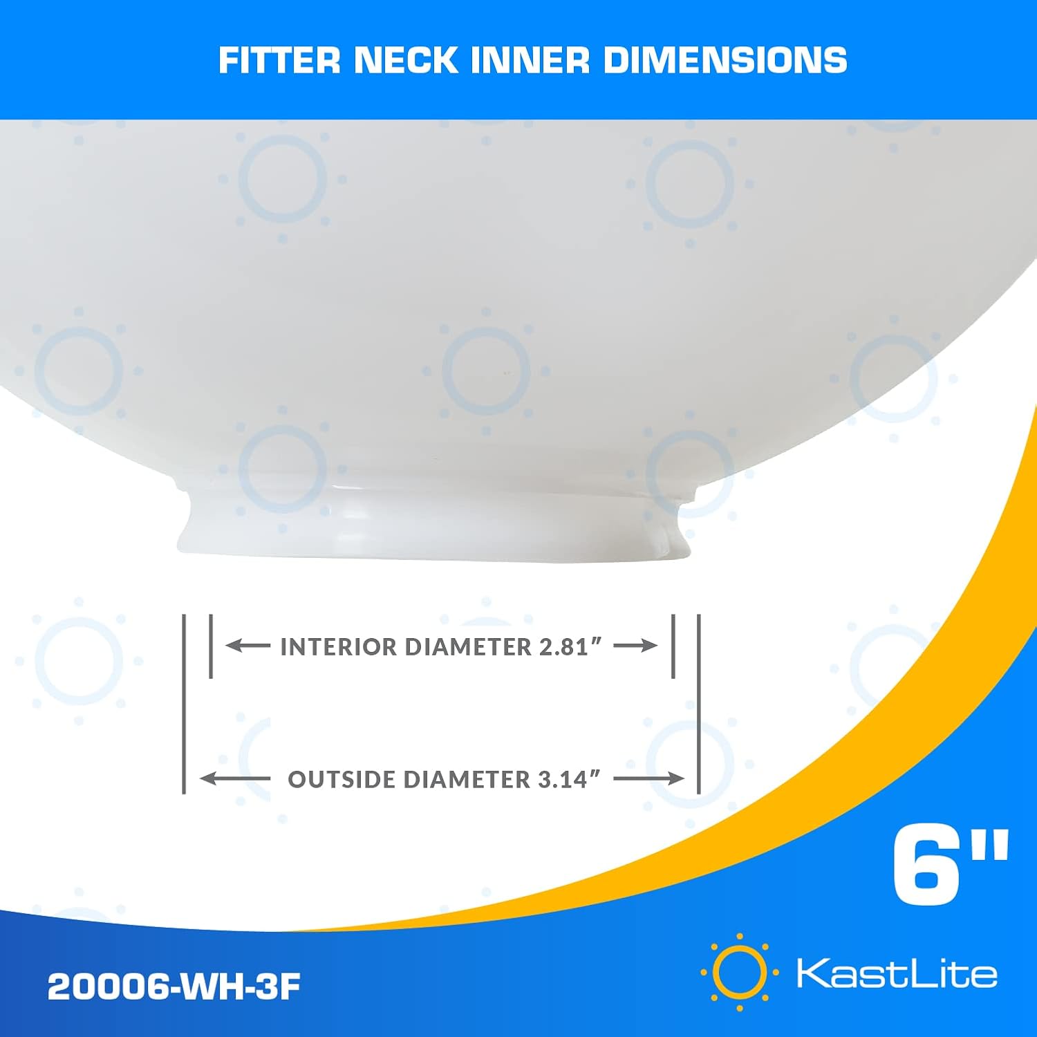 KastLite 6" White Acrylic Lamp Post Globe | Smooth Textured with 3.14" Fitter Neck | Manufactured in the USA - - 