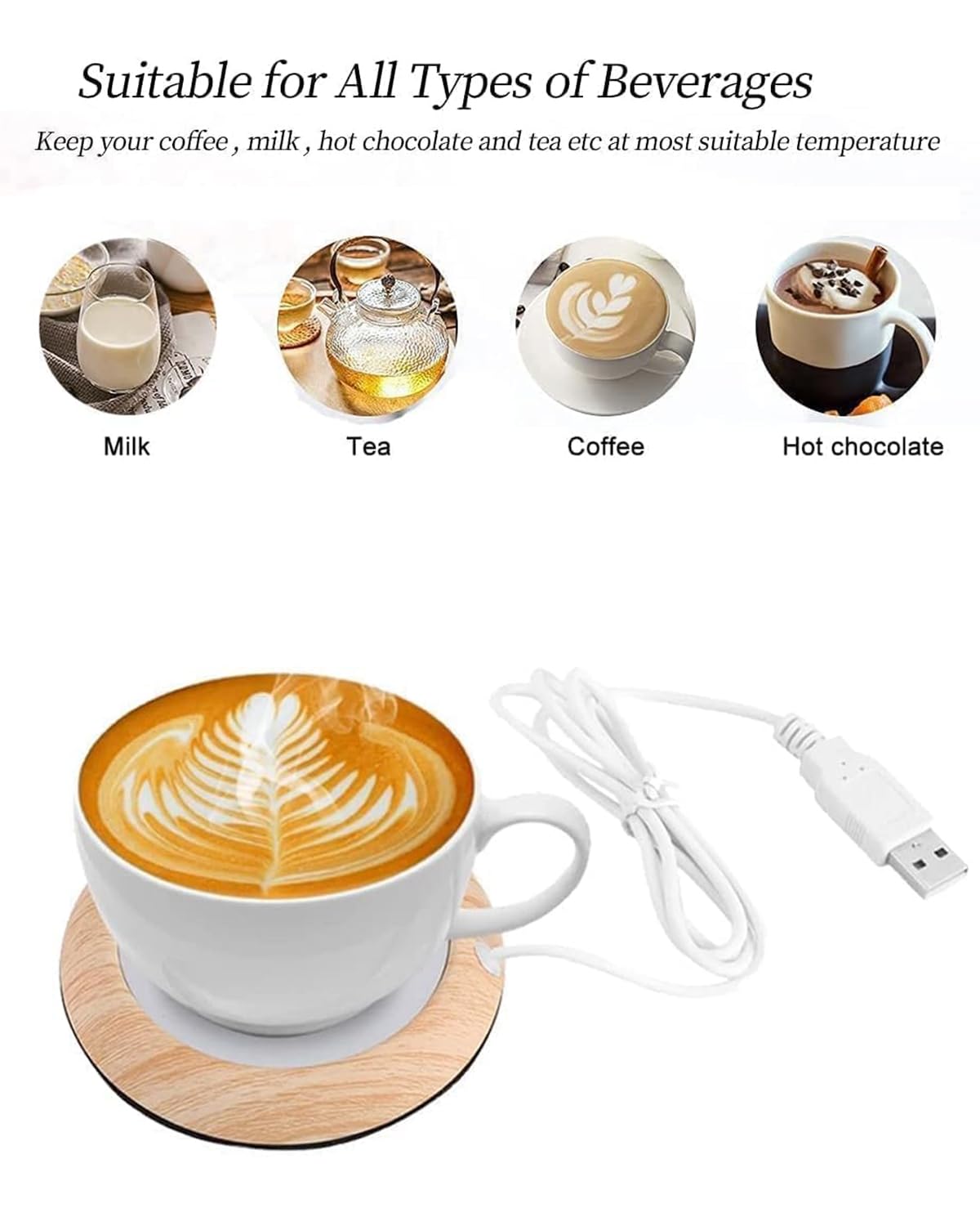 MYMULIKE Riscaldatore per tazze da caffè - Scaldacazze, con USB, per tè, acqua, latte per scrivania, scalda tazze da caffè da scrivania casa, ufficio