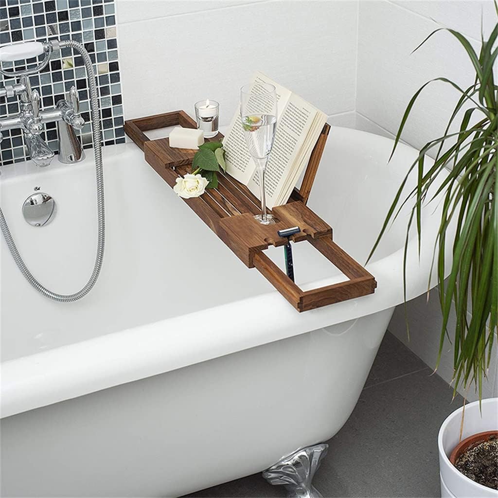 Bath Tub Shelf Rack Multi-Purpose Bathtub Board Tablet with Extending Sides Bathroom Bath Caddy Tray