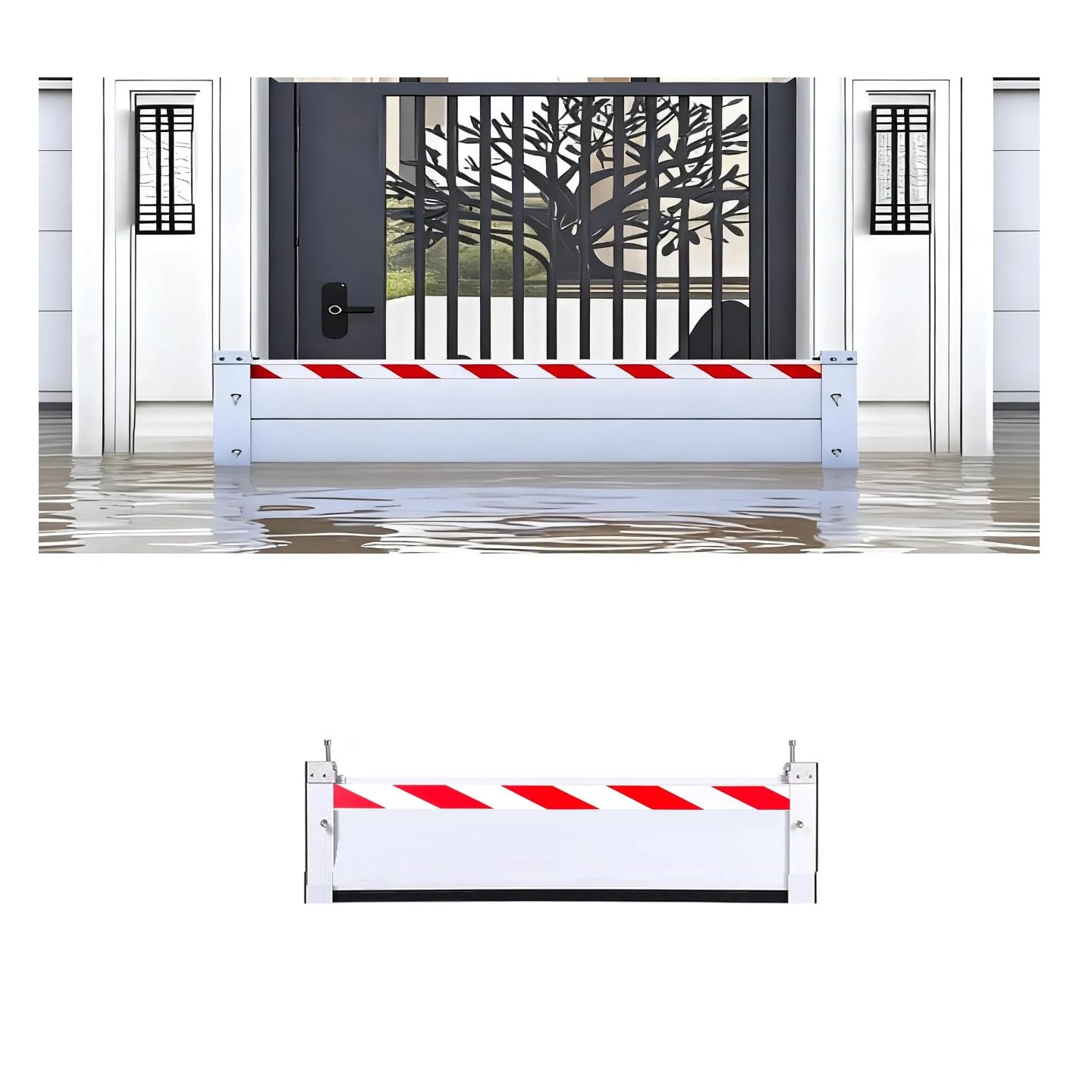 Barrière anti inondation aluminium amovible pour entrées et portails
