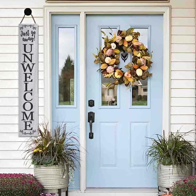 Miniatura 3 de Letrero vertical de madera con texto en inglés "Just Go Away" para porche delantero, 48 x 8 pulgadas