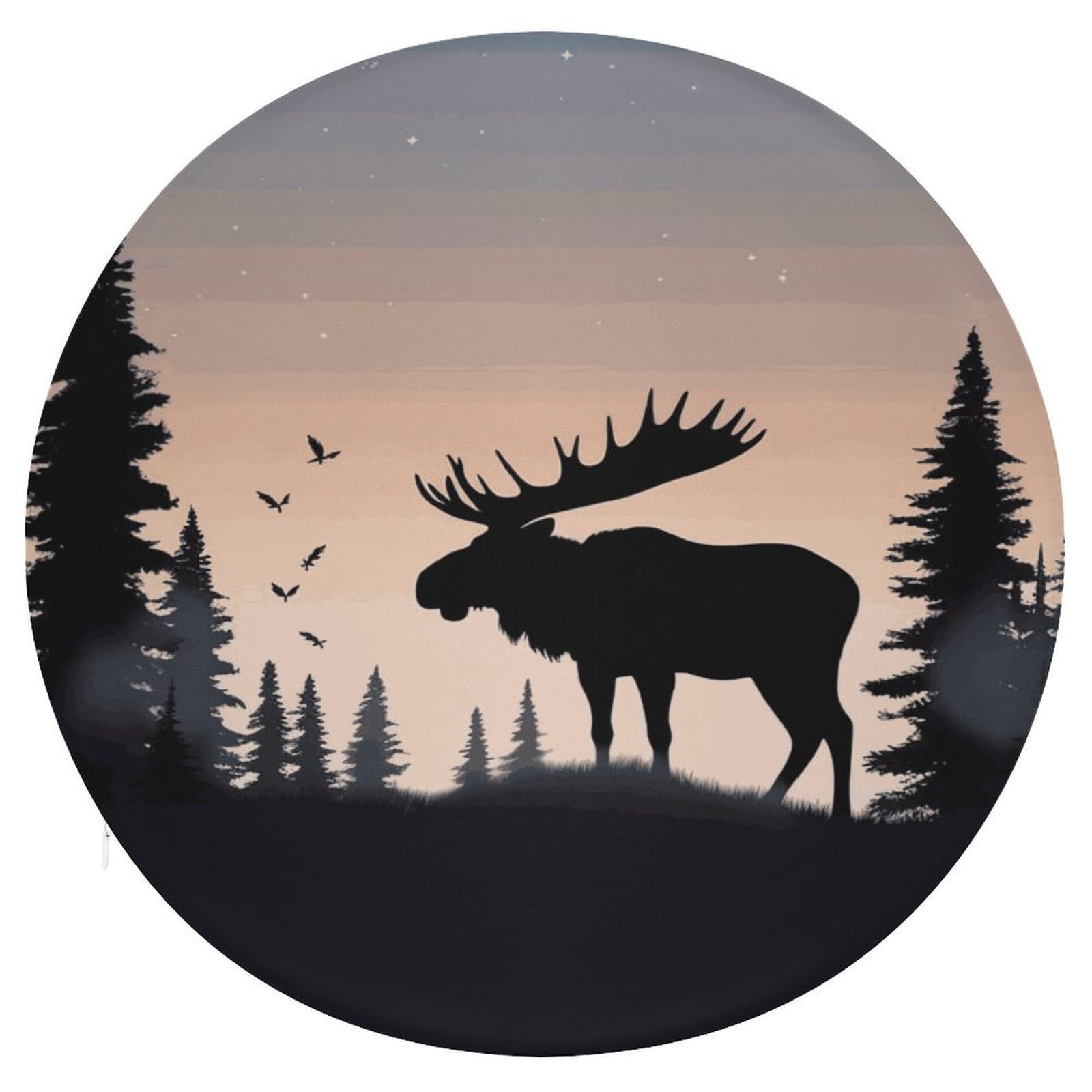 Wsoihfec Style Moose Mountain Pine Tree Wilderness Seat Cushion Round Chair Pad