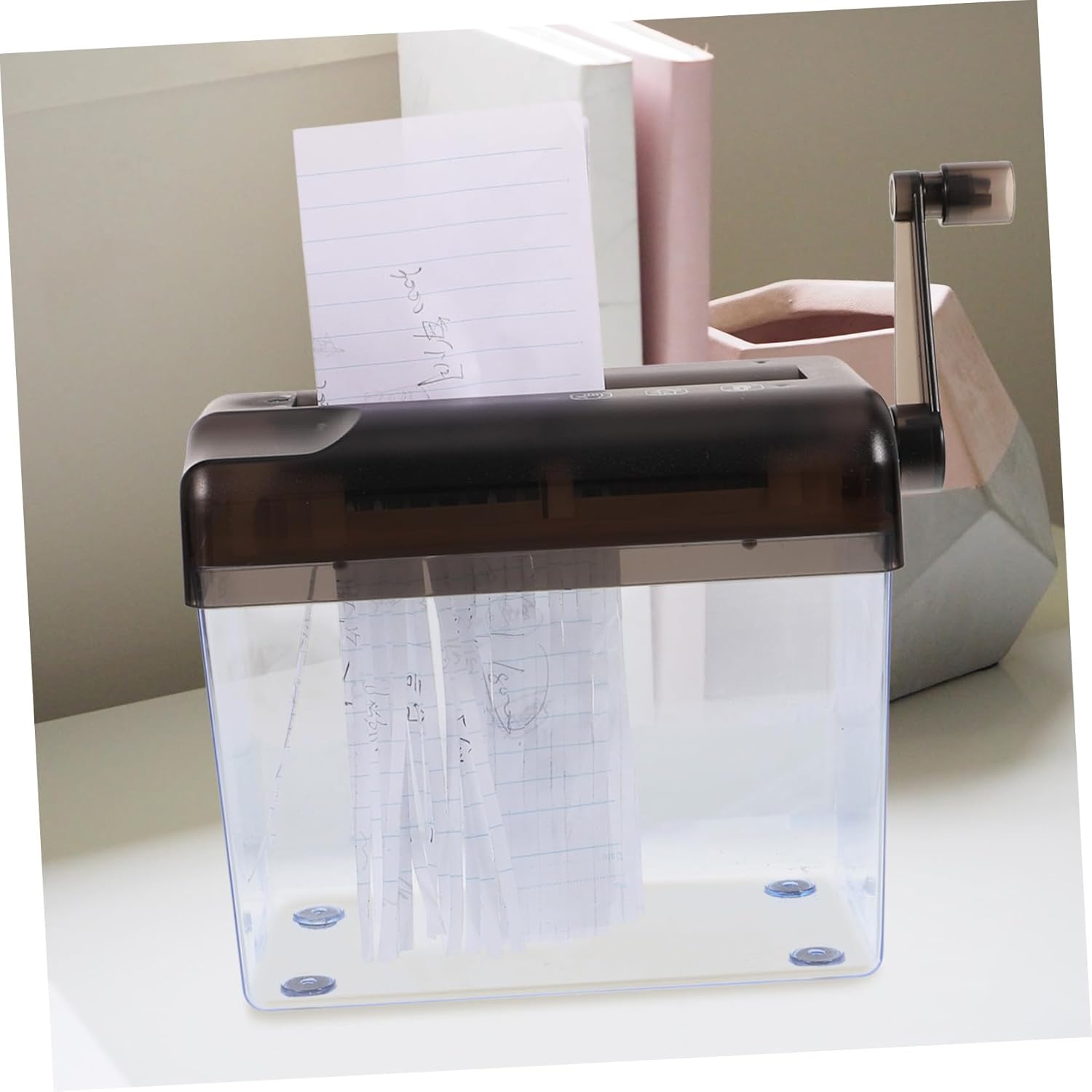 Lurrose Manual Paper Shredder A6 Mini Handheld Desktop Shredder Portable Wear-Resistant School and Home Office Supplies