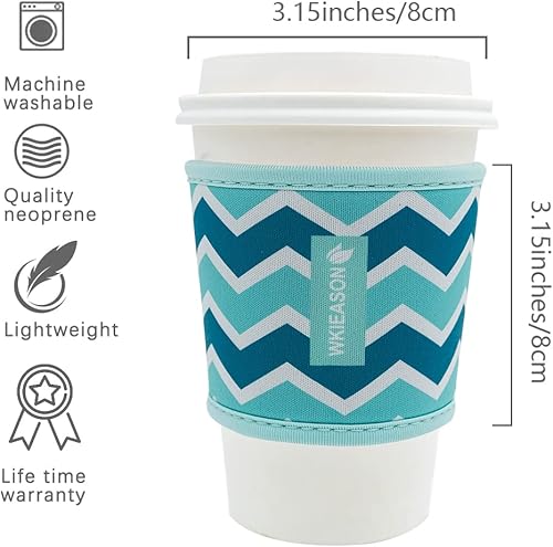 Miniatura 6 de WK IEASON Fundas aislantes reutilizables de neopreno para taza de café caliente y té, fundas reutilizables de 16 a 24 onzas para café Starbucks,