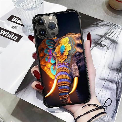 Miniatura 5 de TAMEFOX Funda compatible con iPhone 15 Pro Max, hermosas fundas de elefante para cuatro esquinas con parachoques, a prueba de golpes,
