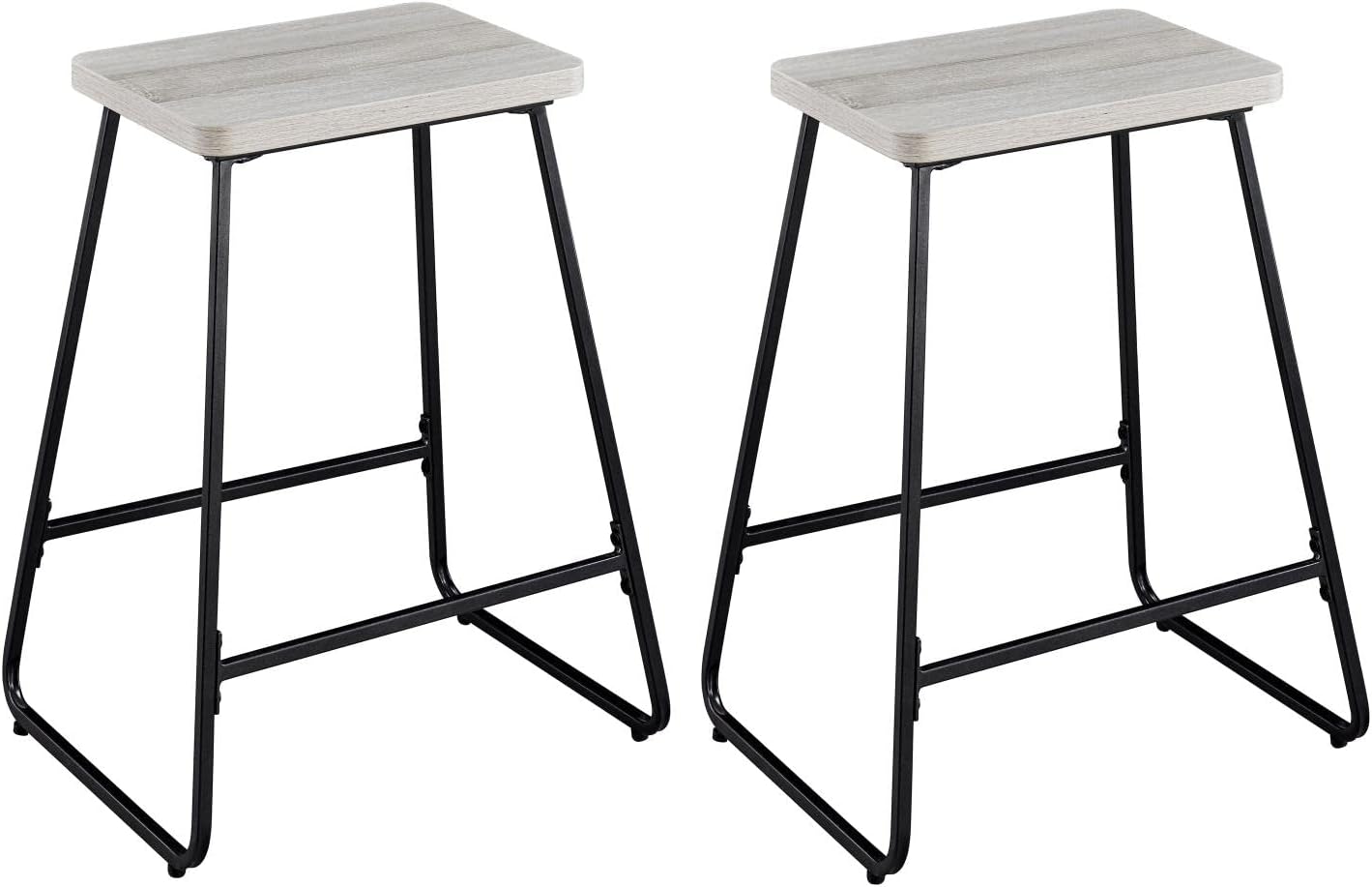 Steve Silver Carson Counter Stool, Set of 2, for Kitchen, Dinning Room, Wooden Top and Metal Base, 19 x 15 x 24 in Driftwood/Black